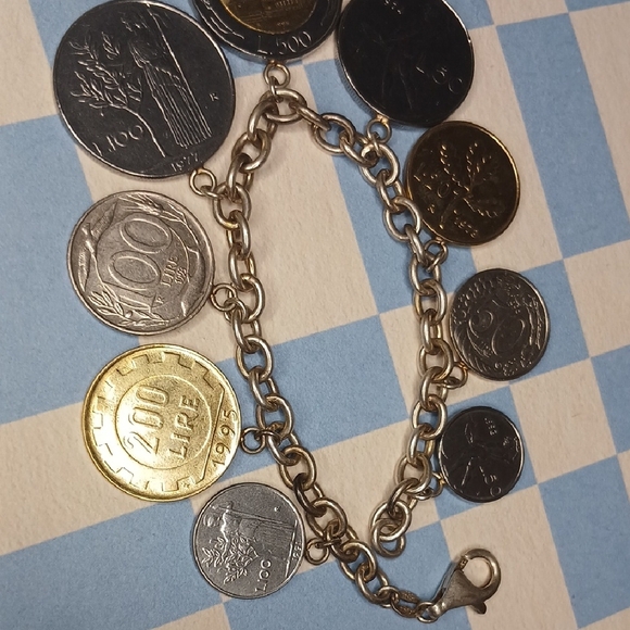 Vintage Milor 925 Silver Italian Lire Coin Charm Bracelet - Picture 3 of 8